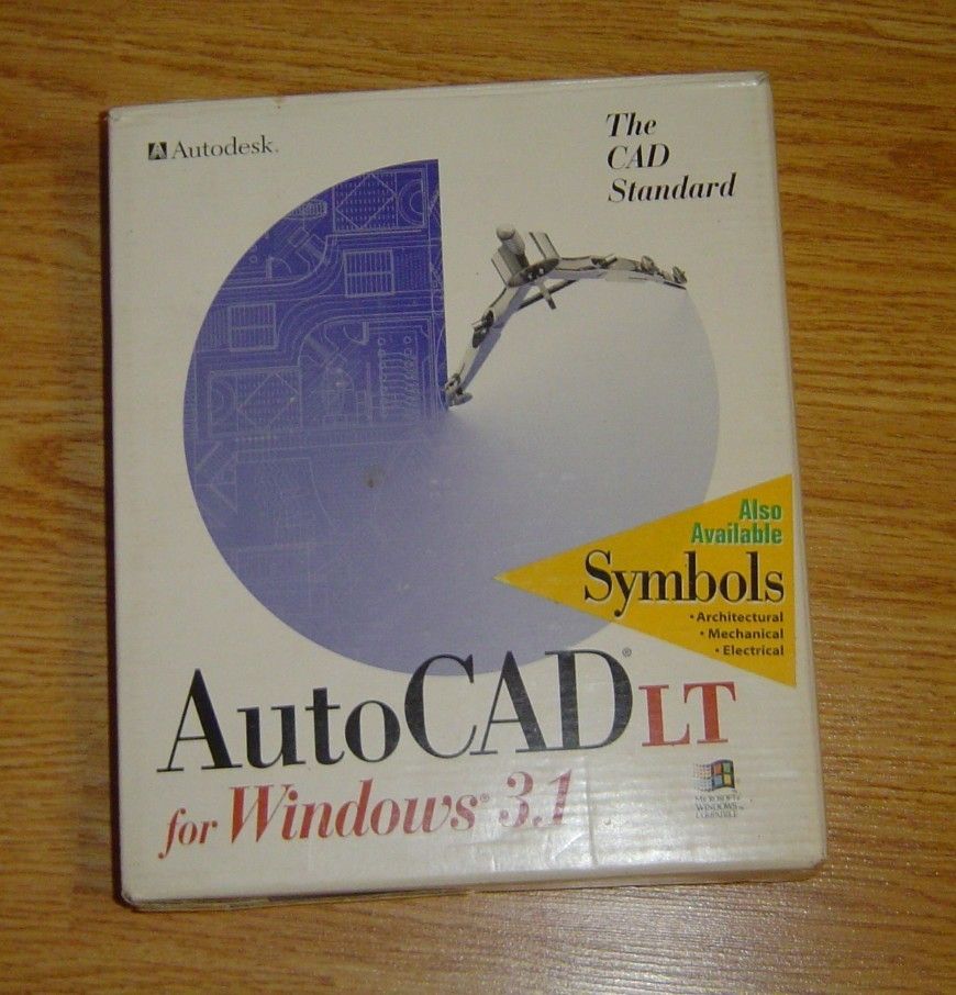 Vintage Autodesk Autocad LT CAD Software for windows 3 1 with book in 
