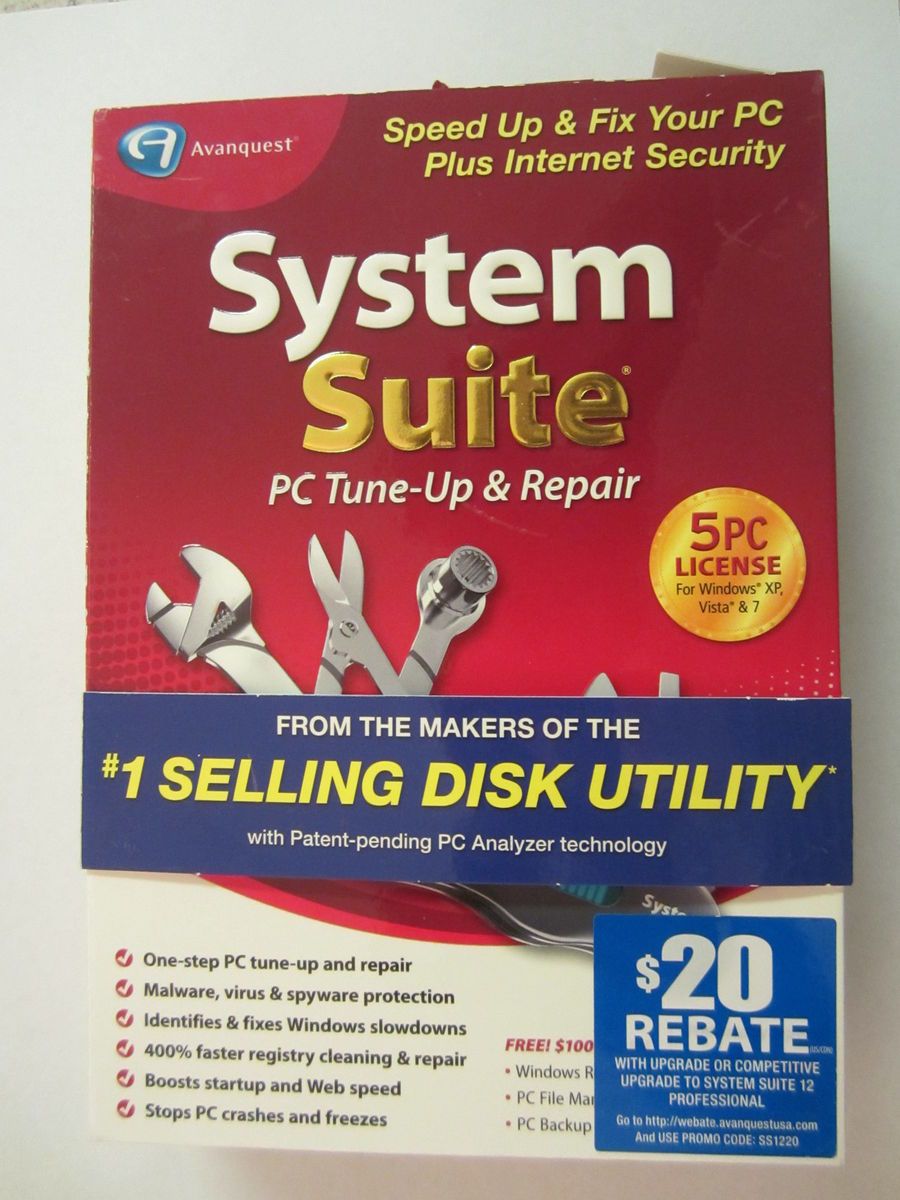 Avanquest System Suite 12 for 5 PC License PC Tune Up & Repair+Bonous 
