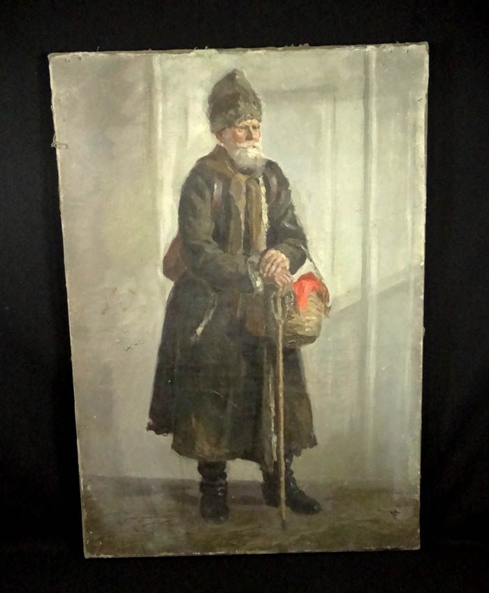 29 Antique Imperial Russian Russia Cossack Old Man Portrait Oil 