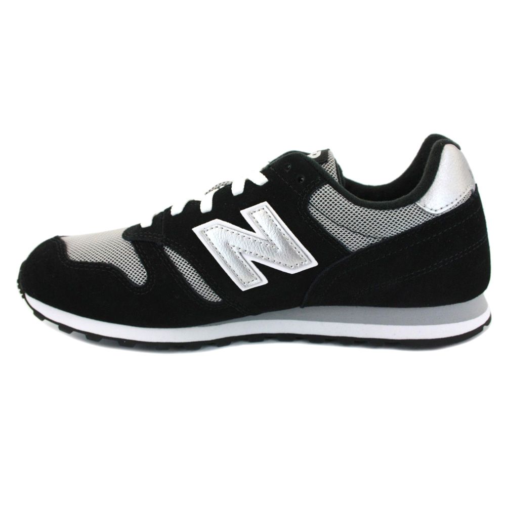 New Balance M373 Mens Laced Suede & Mesh Trainers Black Silver