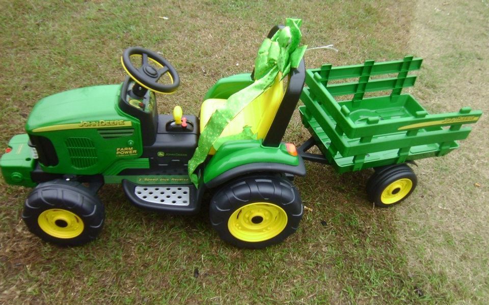 John Deere Farm Power Tractor Trailer 12 Volt Battery Powered Ride On 