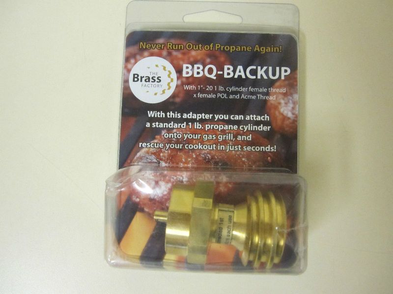 New BBQ Backup Brass Propane Tank Adapter Steak Saver