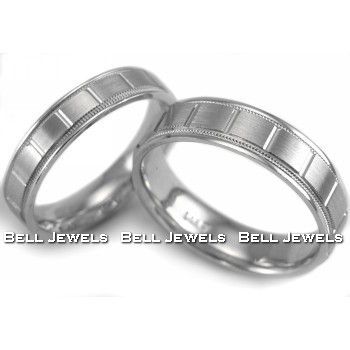 HIS & HER MATCHING BRIDAL SET WEDDING BANDS RINGS 14K WHITE GOLD