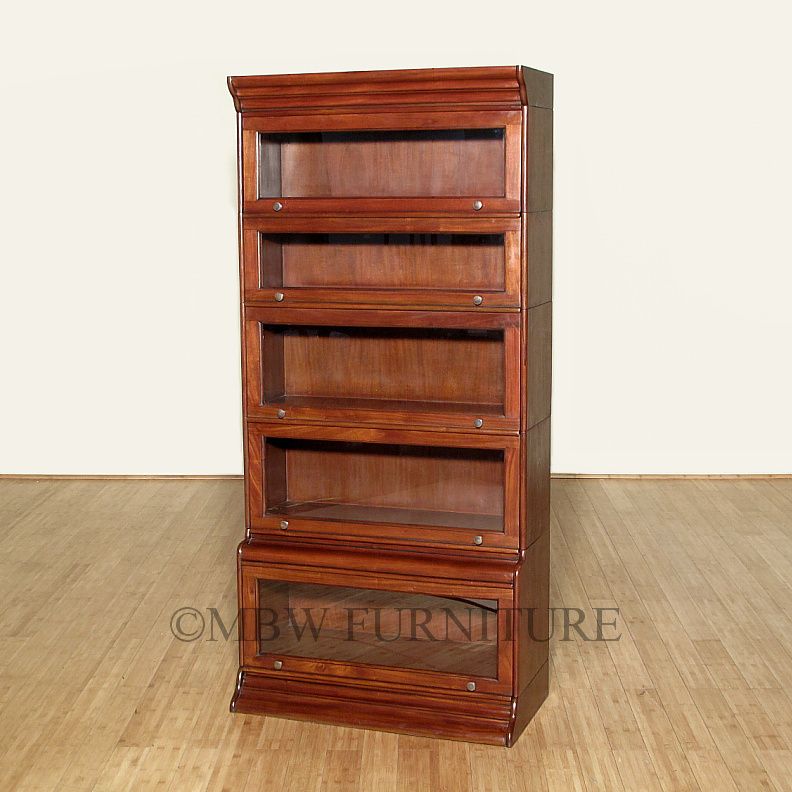 Mahogany Stacked Barrister Lawyers Bookcase Curio w Plain Glass 124B 