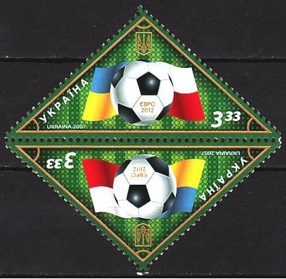 Ukraine 2007 Soccer Euro 2012 Cup Tete Beche Pair MNH