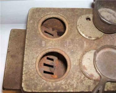 1890 s ivy wood stove salesmens sample w cookware