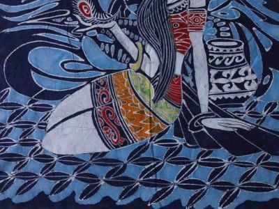 Handmade Wax Printing Batik Tapestry   AFFECTIONATE LOVE WITH FEATHER 