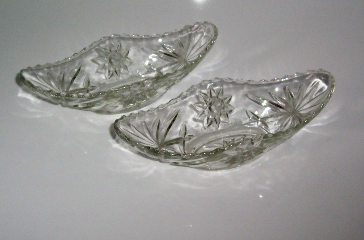   Design Clear Glass Banana Split Large Serving Dishes Bowls x 2