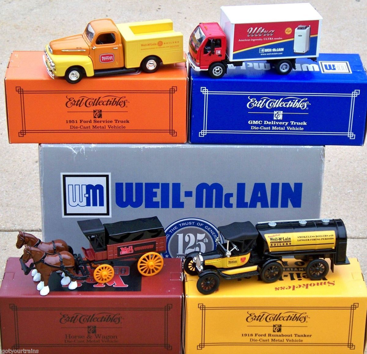 Ertl Precision Weil McLain 125th Anniv 4pc Truck Set GMC Ford Horse 