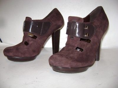 BCBGirls Koala Oakbrown Suede Patent Shootie 4 Heel Shoe 9 B 39 