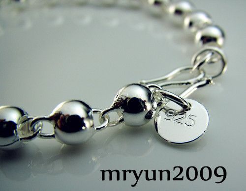   Silver Tag Promotion Hollow Charm Round Beaded Bracelet 21cm