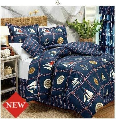 Nautical Sail Boat Pillow Coastal Tropical Beach Bedding