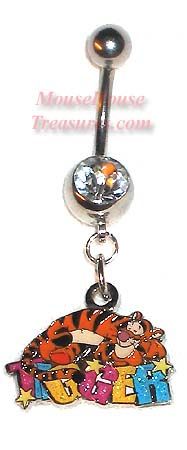 Disney Tigger on Name 2 Sided Dangle Navel Belly Ring