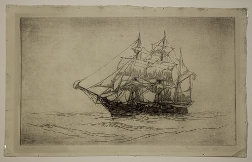 Reynolds Beal Whaler Canton   1925   Original Etching Signed