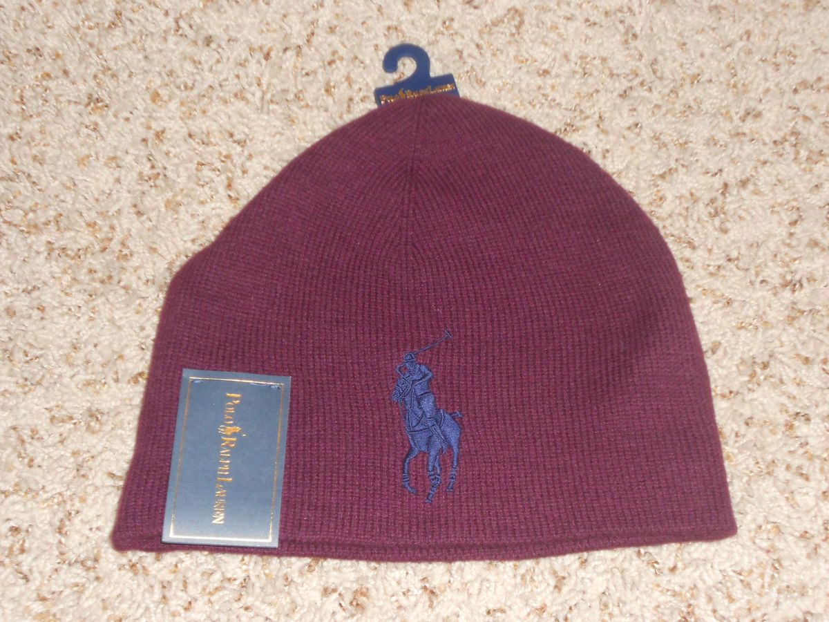 NWT MENS RALPH LAUREN POLO BEENIE CAP BEANIE HAT WINTER SKI BIG PONY 