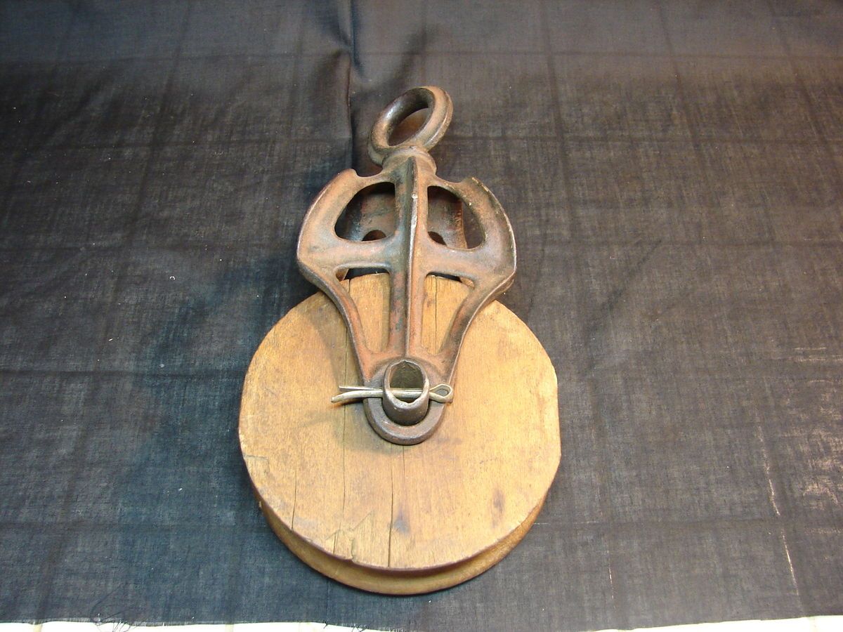 Antique Louden Type Pulley Wood Wheel Barn Wooden,Hay pully.