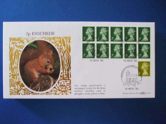 Benham 1995 2P Enschede Fluor Definitives FDC Windsor Phil Counter SHS 