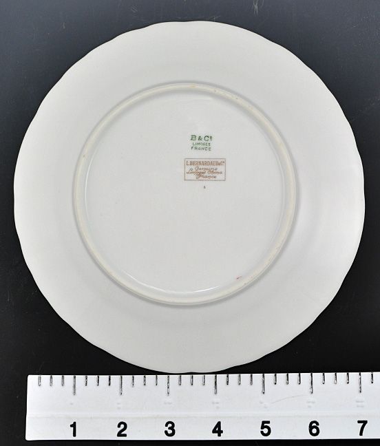   Bernardaud Limoges Salad/Appetizer Plates Rose Floral Design Gilt Rim