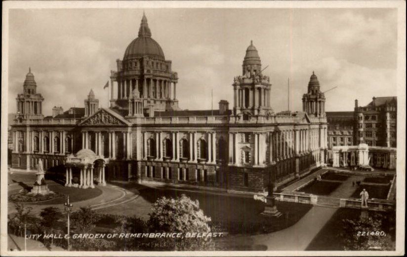 Belfast Ireland City Hall Garden of Remembrance Real Photo Postcard 