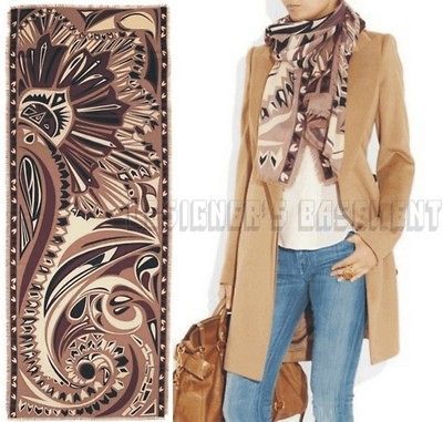 EMILIO PUCCI camel WILD WINTER wool/angora/si​lk 26x69 pashmina NWT 