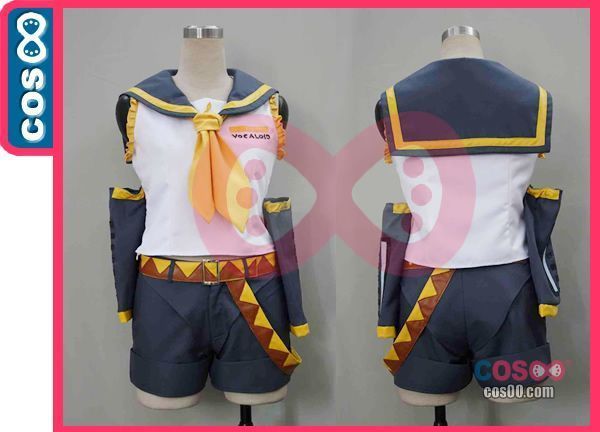 VOCALOID2◆Kagamine Rin◆Anime cosplay Costume w/ bowknot headband 