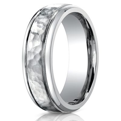 Benchmark Titanium 7mm Comfort Fit Hammer Finish Wedding Ring