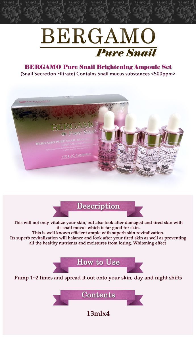 BERGAMO] Pure Snail Brightening Ampoule Set (Snail Secretion Filtrate 