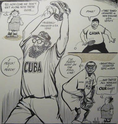 Bill Gallo Daily News Sports Cartoonist Original Artwork Playin Games 