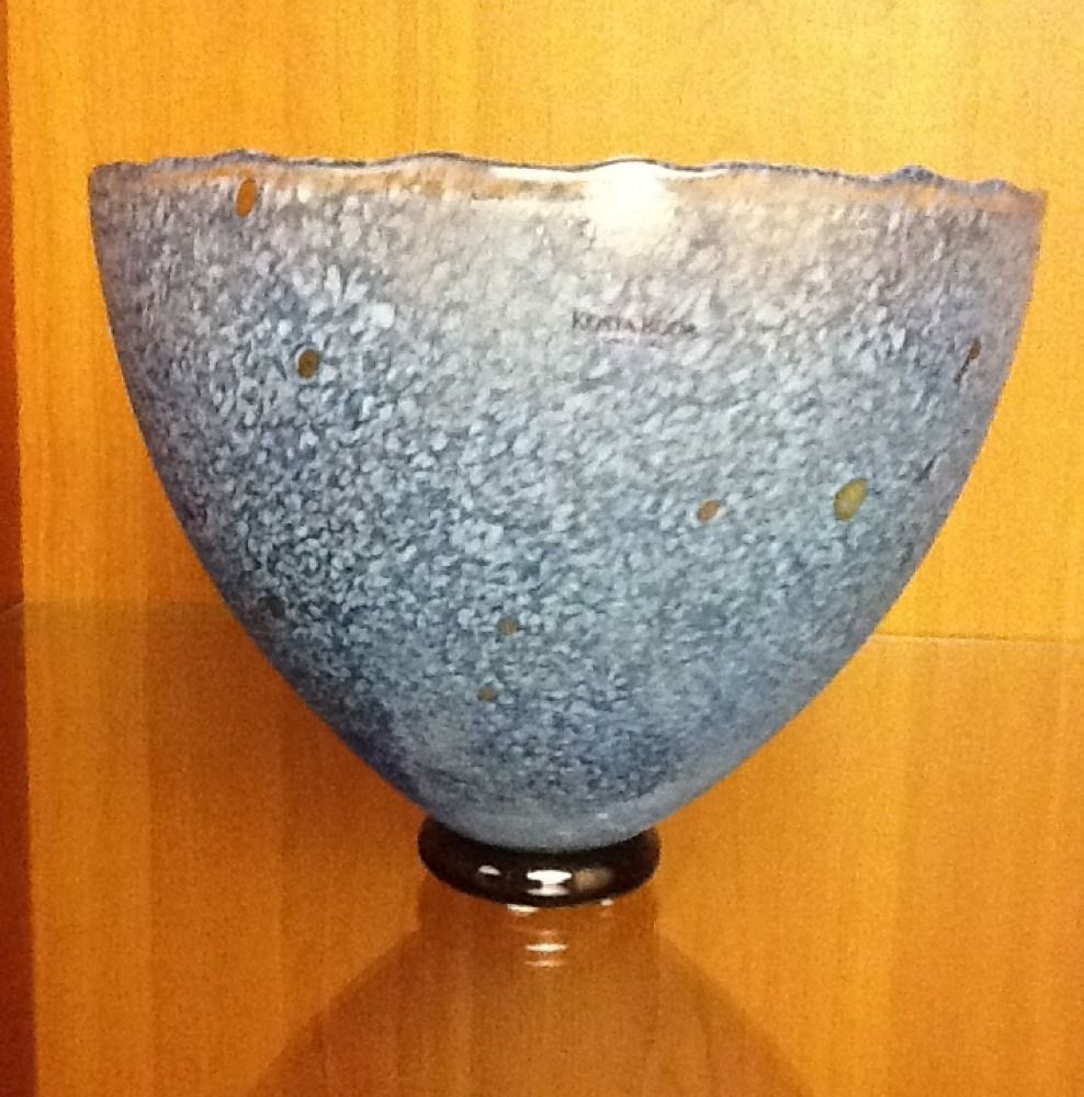 Kosta Boda Artist Signed Bertil Vallien Blue Glass Bowl