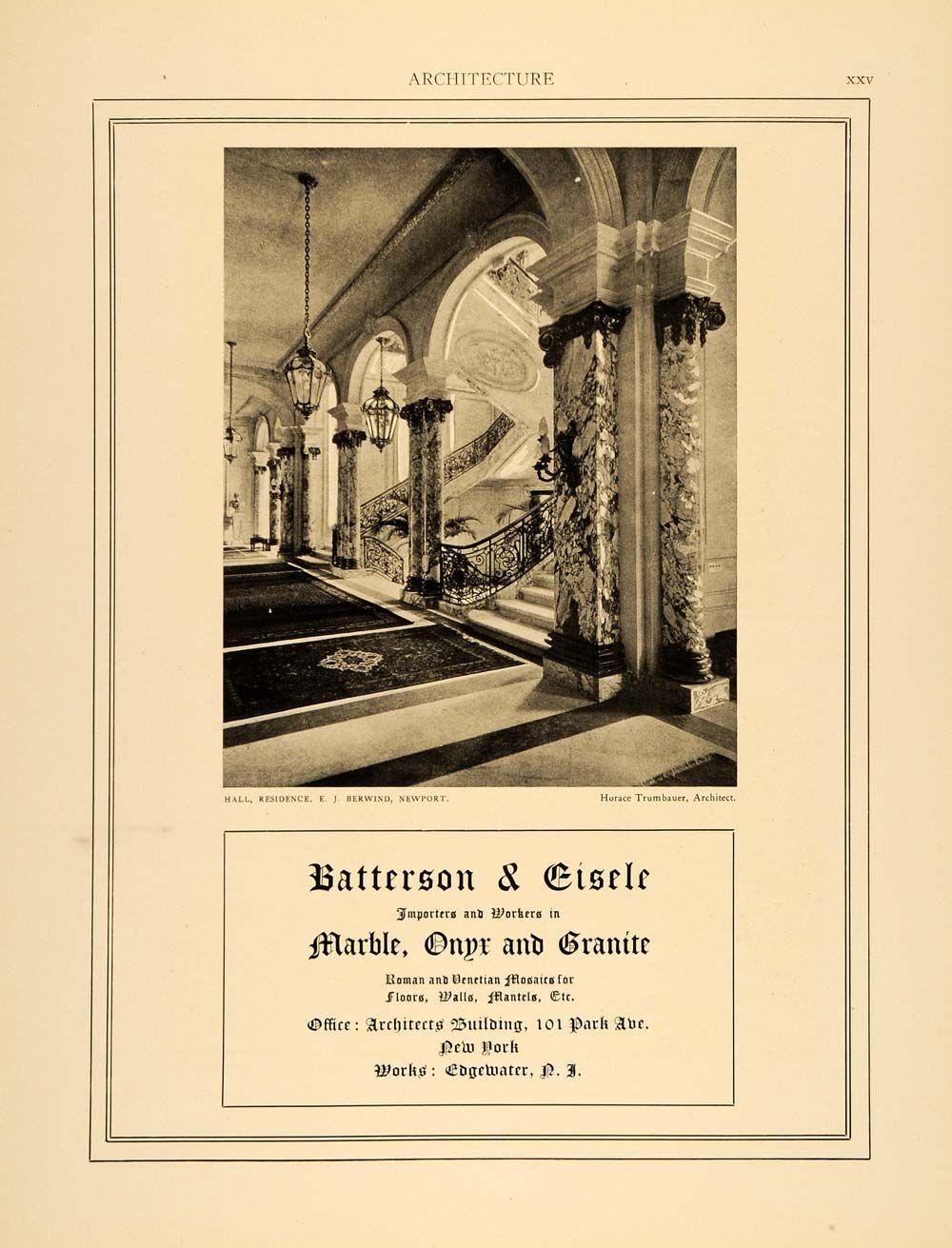   Batterson Eisele Marble Onyx E. J. Berwind Home Newport Architecture