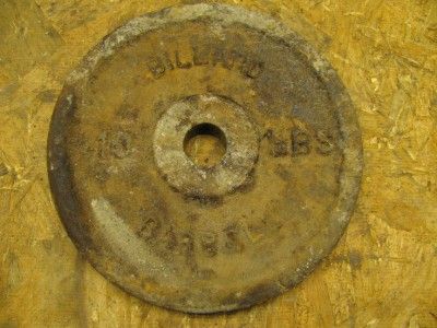 Billard Barbell 10 pound LB Weight Plate Vintage