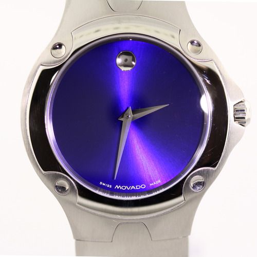 Authentic Movado Mens Stainless Steel Sports Watch Blue Face