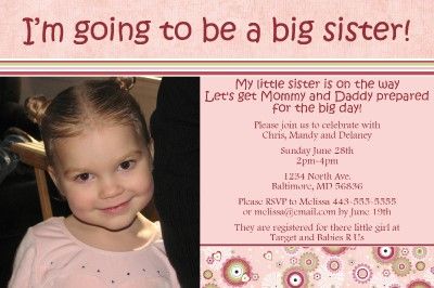 Print Your Own Big Sister Baby Shower Invitations