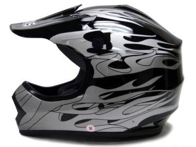 Youth Black Flame Dirt Bike ATV Motocross Helmet MX M