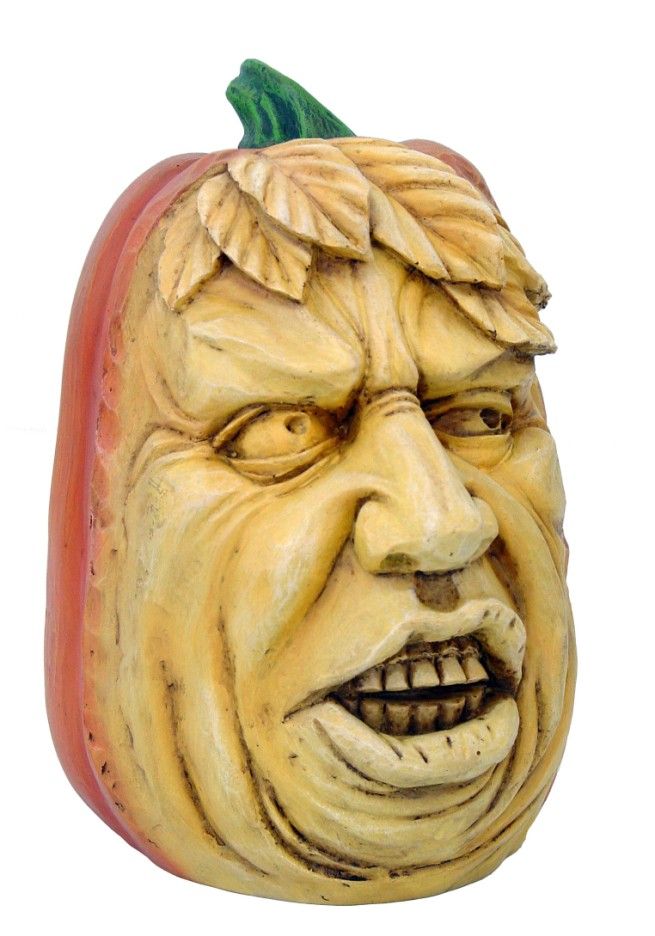 BIZARRE PUMPKIN HEAD MONSTROUS FACE STATUE.SCARY WACKY HALLOWEEN DECOR 