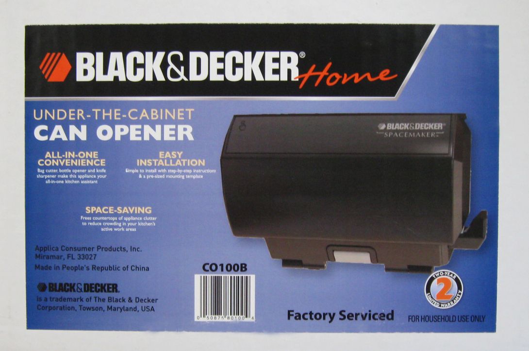 Black & Decker CO85 Spacemaker Under Cabinet Can Opener Knife Sharpener  Black - Can Openers