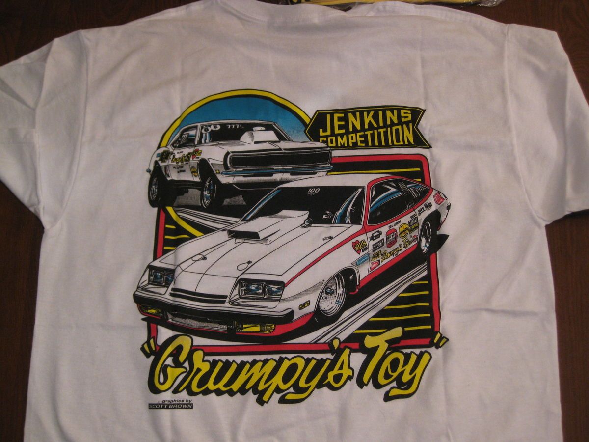 BILL GRUMPY JENKINS WHITE TEE SHIRT XLARGE 1968 CAMARO 1975 MONZA