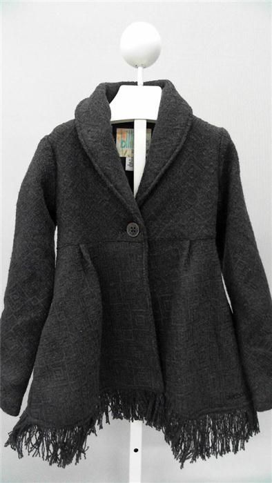 Billabong Billie Girls s Wool Peacoat Dark Gray Frayed Designer Kids 