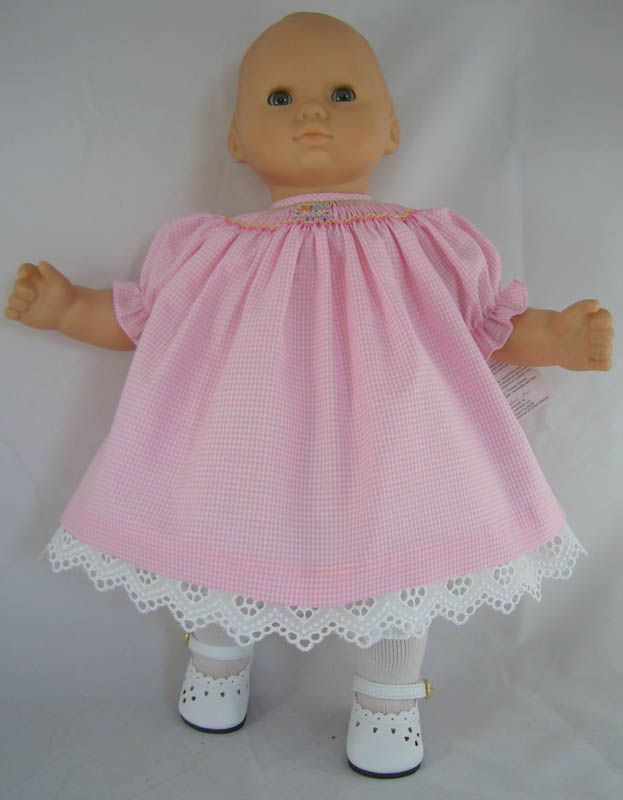 DOLL CLOTHES fits Bitty Baby Pink Gingham Smocked Dress BIRTHDAY CAKE