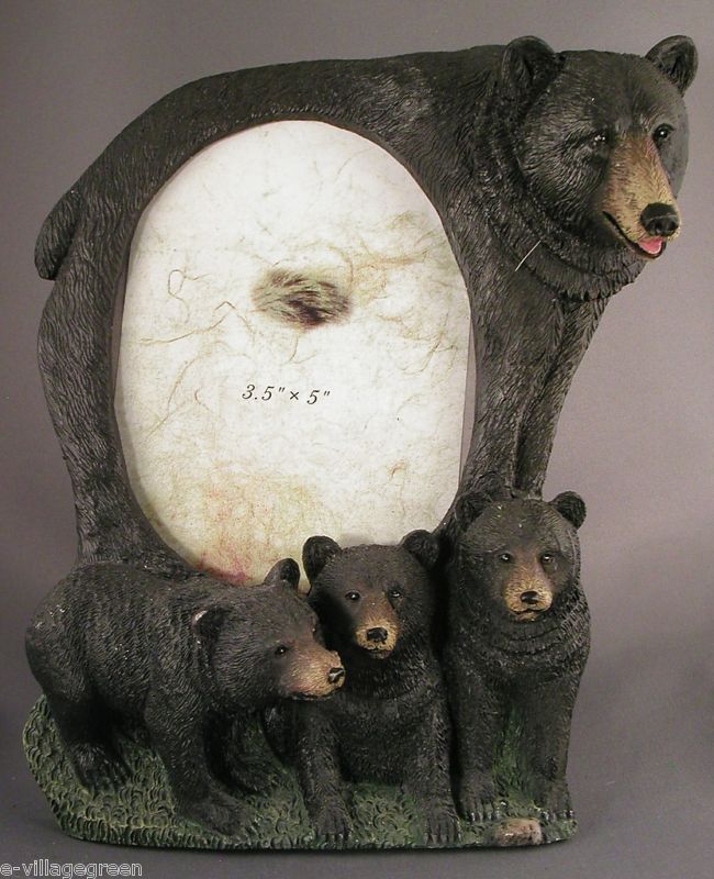 BLACK BEAR & 3 CUBS PICTURE FRAME Desktop NEW Oval 3x5