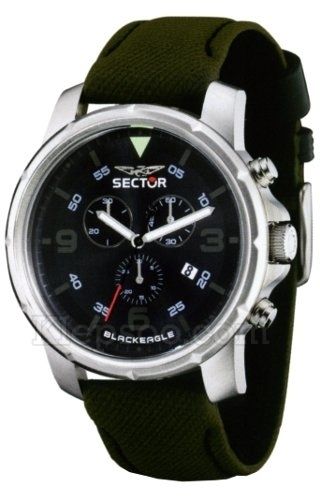 Mens Sector Black Eagle Chronograph Watch Green Black