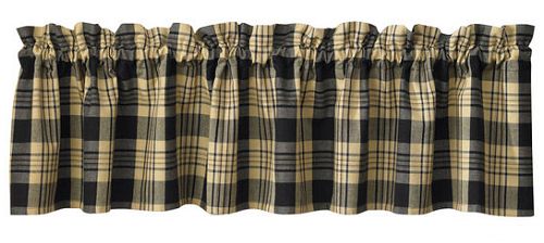 Primitive Country Black and Tans Plaid Park Designs Millbury Window 