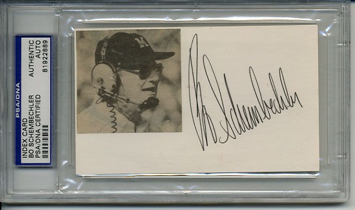 Bo Schembechler Signed Autographed PSA DNA Index Card