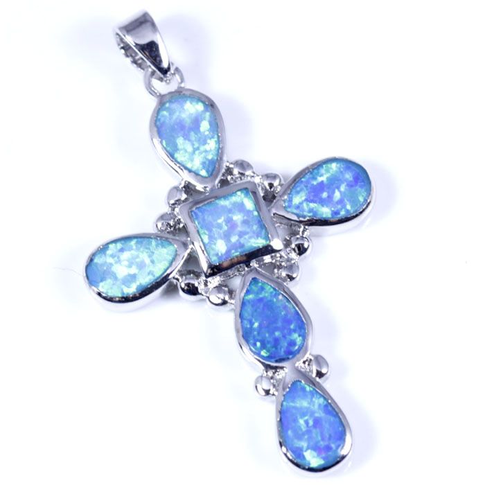 F1879 PENDANT STYLISH BLUE OPAL GEMSTONE SILVER 168JEWELRY