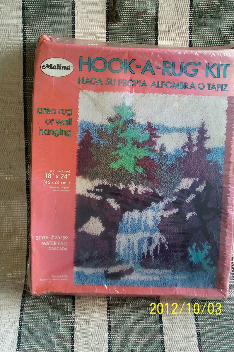 Vtg Malina Latch Hook Kit Rug or Wall Hanging Waterfall