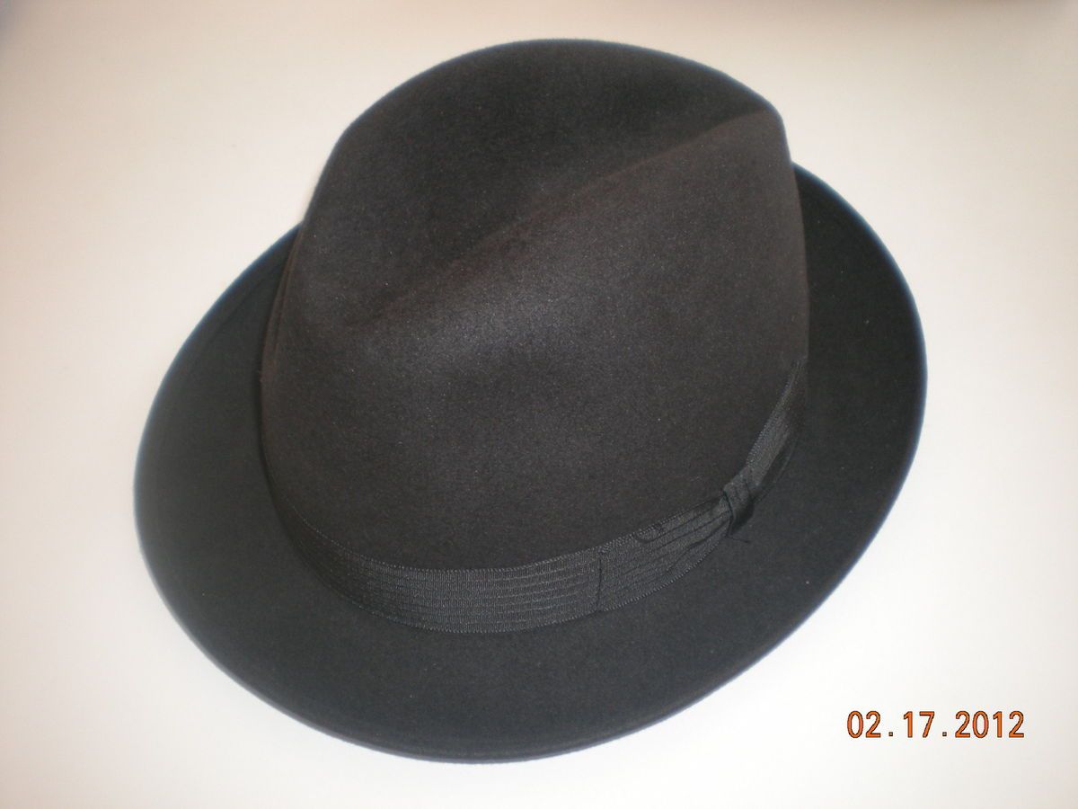 Borsalino Black Felt Fedora Size 5 Italian