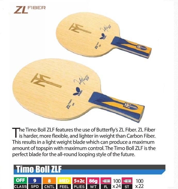 Butterfly Timo Boll ZLF Table Tennis Blade Off GF