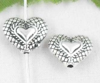 15pcs Tibetan Silver Heart Shaped Spacer Beads 12x10mm