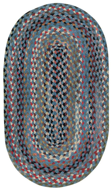 Capel Rugs Wool Oval Double Braided Area Rug St Johnsbury Medium Blue 