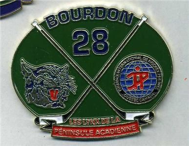 MINORS HOCKEY PIN BOURDON #28 LES LINX PENINSULE ACADIENNE PIN